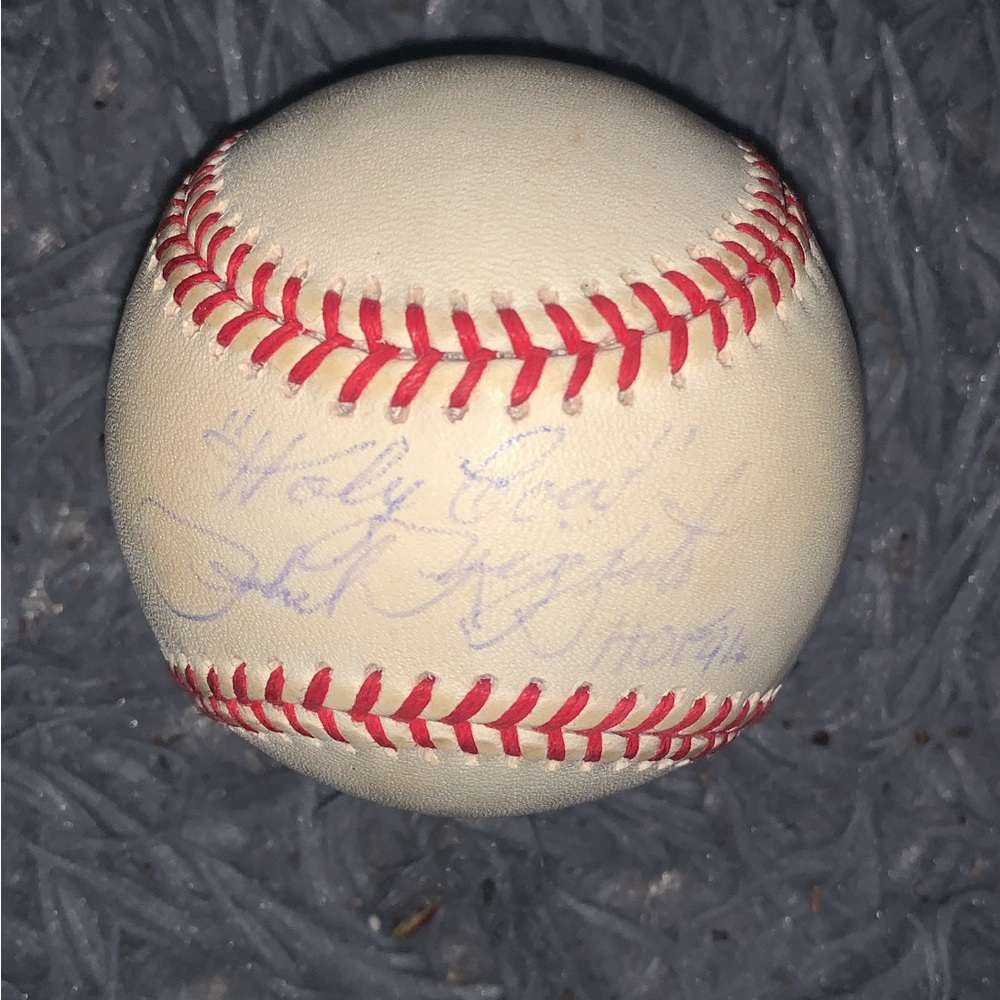 Phil Rizzuto Autographed Baseball “Holy Cow” HOF’94 with Red Stitching
